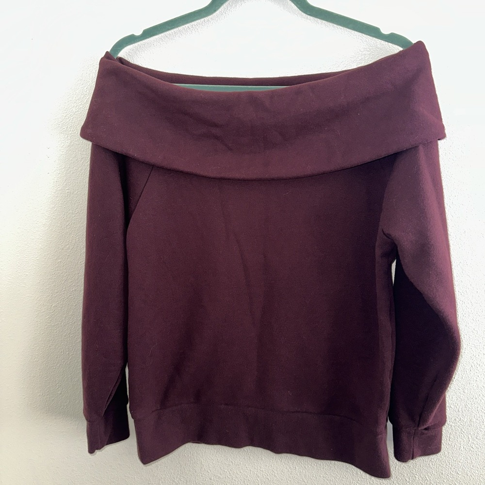 Victoria Sport Dark Purple Pullover Boat Neck Long‎ Sleeve Sweater Sweatshirt XS